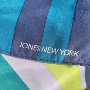 Jones New York 1980s Vtg Scarf ~ Color Block Rectangular ~ Green & Blue ~ Retro